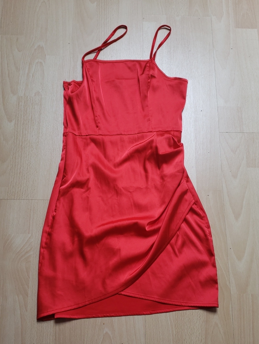 Shein Red Satin Slip Dress with Spaghetti Straps Size XS